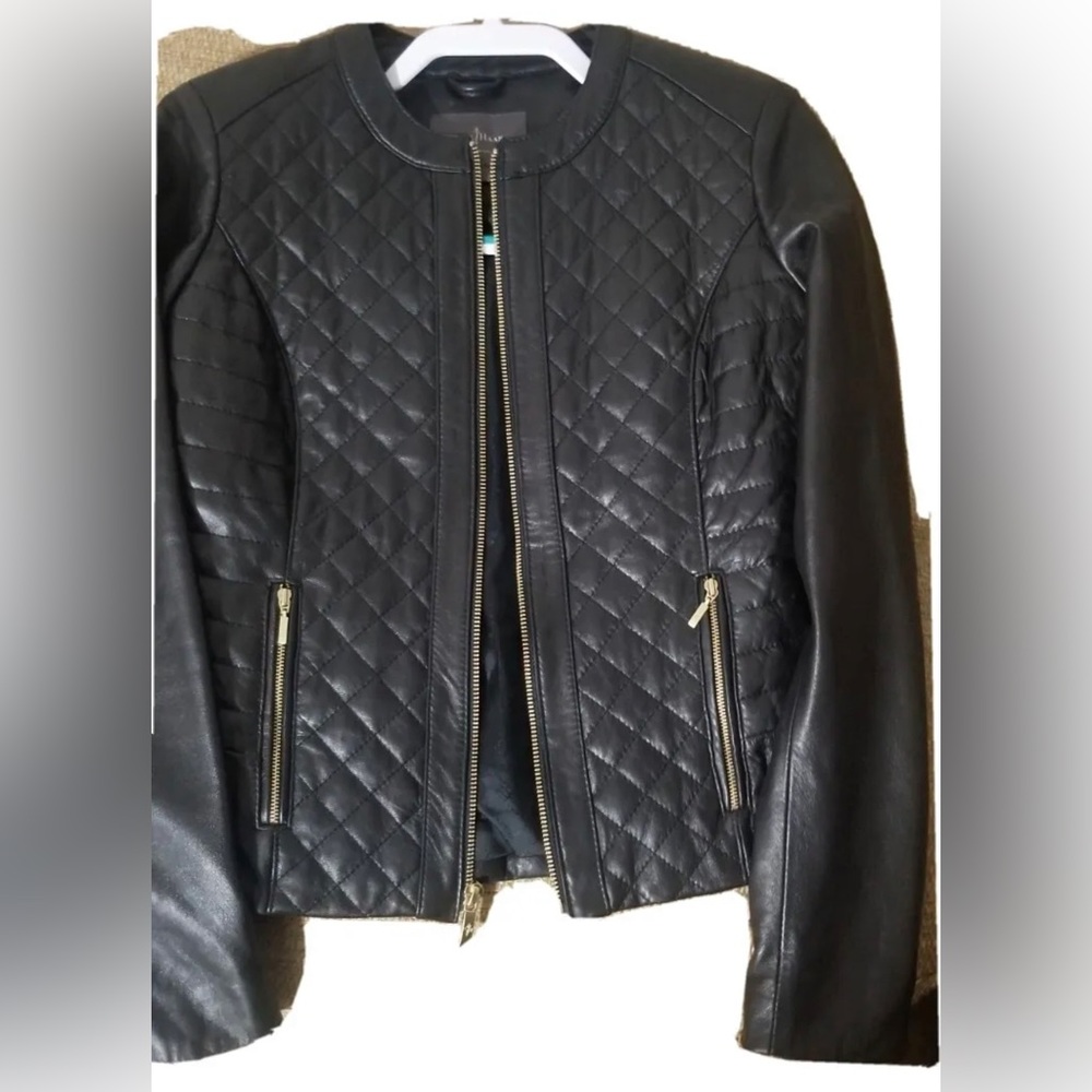 Women's Cole Haan Lambskin Leather Jacket Size XS! Excellent Used Condition!